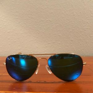 Blue mirror lenses Ray Ban Aviators 55 mm